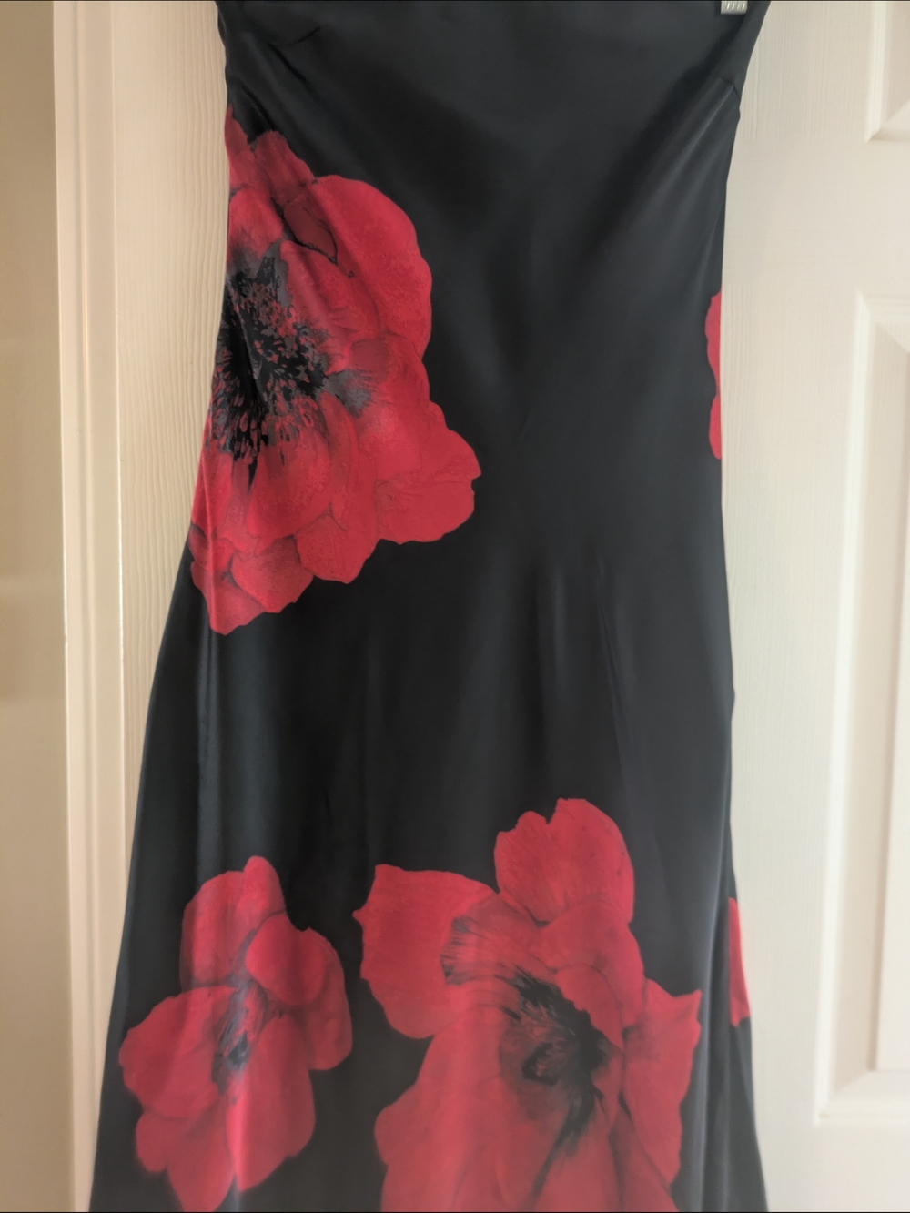 Francesca's Collections Black Strapless Slip Dress with Red Floral Print - Picture 3 of 6